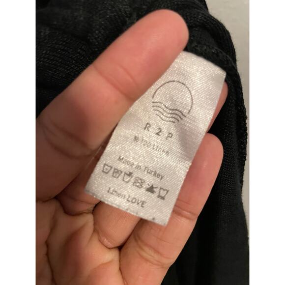 R2P Dress Womens Medium Black Linen Maxi Sleeveless Wrap Made Lagenlook FLAW - Picture 4 of 9